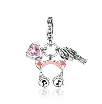 Back To School 925 Sterling Silver Charms Bag Earphone Magic Cube Watch Games Console Bead Pendant Fit Bracelet Necklace Jewelry