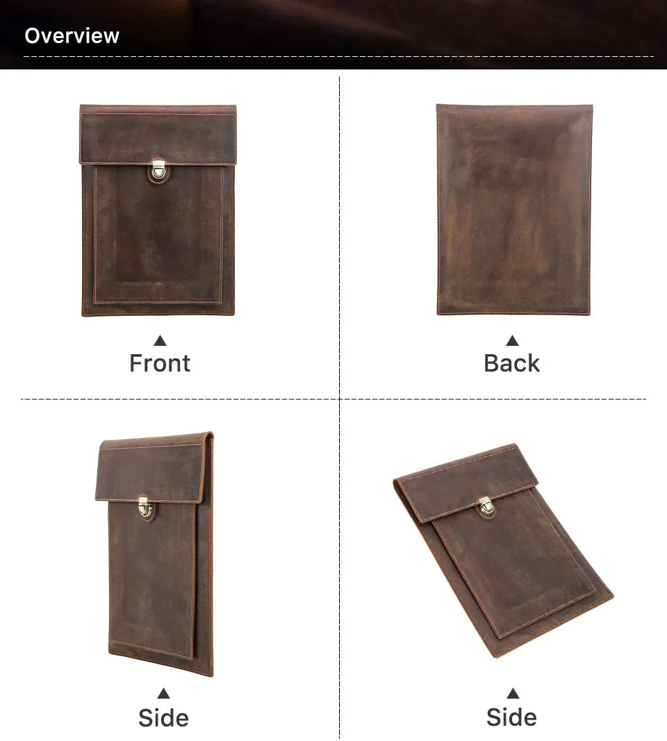 Genuine Leather Laptop Case For Macbook Pro Air 13 14 15 16 Inch Sleeve Case For iPad 10.5 11 12.9 Inch Notebook Cover Carry Bag 99 in 1