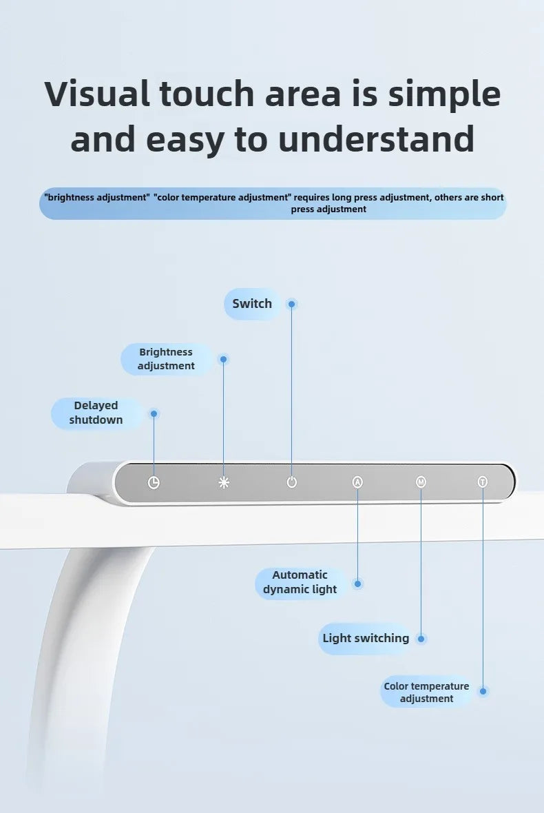 Touch Remote Control Dimmable LED Desk Lamp Intelligently Controlled Eye Protection for Reading Student Dormitory Bedroom