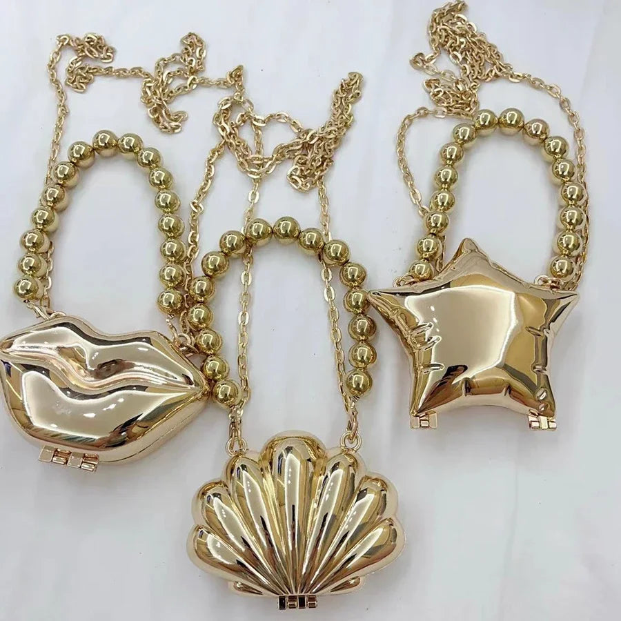 2024 New Metal Mini Lipstick Bags for Women High Quality Shoulder Bag Fashion Flower Satche Women's Accessory Bag