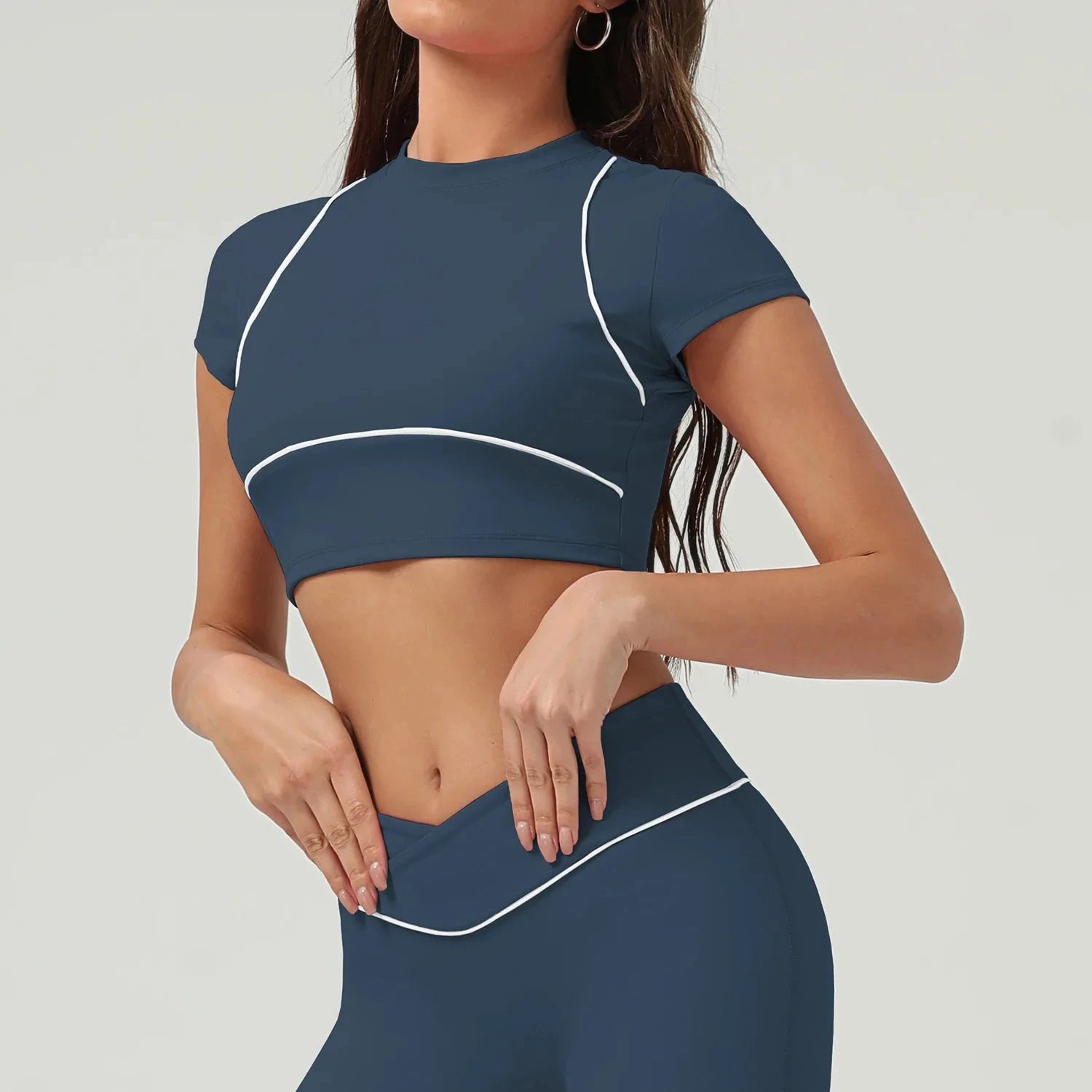 Yoga Top Sport T Shirts Women Fitness Clothes Workout Short-sleeved Crop Top Gym Running Active Wear Push Up Sport Top 99 in 1