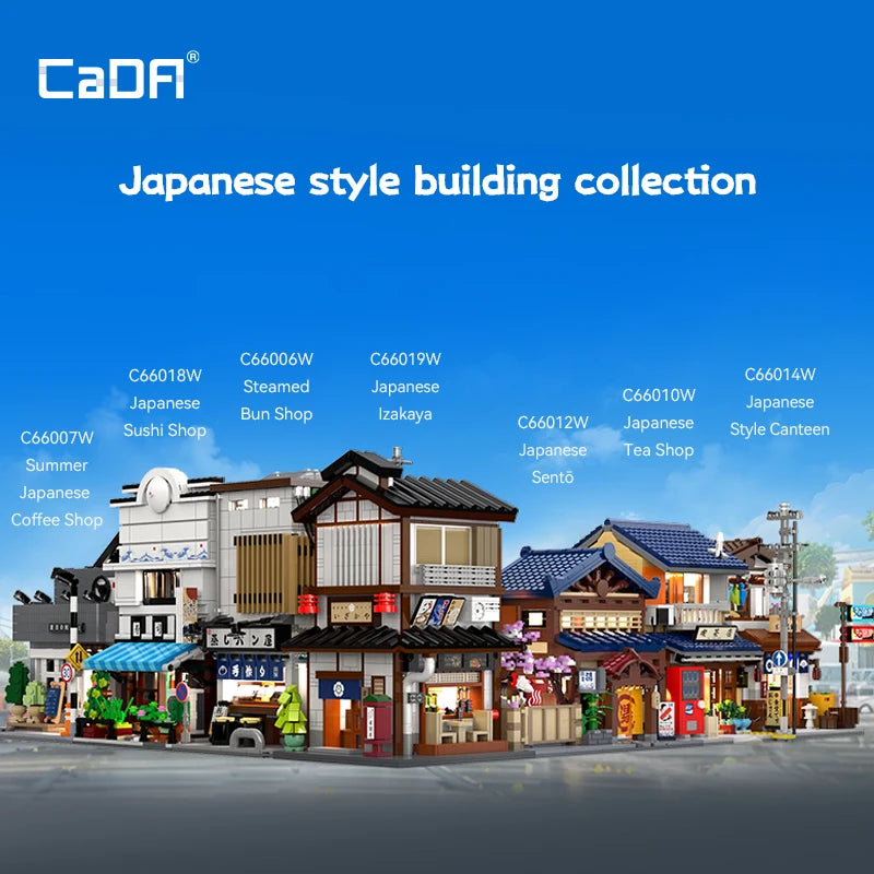 Cada MOC Japanese City Street View Yakitori Style Izakaya Building Blocks Yakitoriya House Children Toy for Gifts