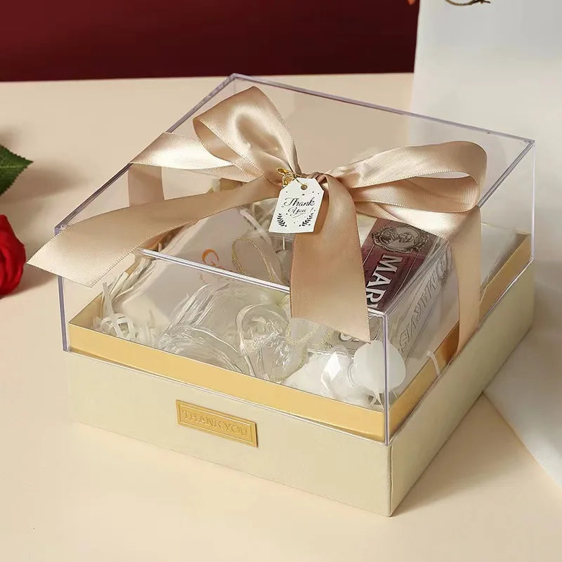 Luxury Transparent Acrylic Gift Box Wedding Birthday Flower Present  Valentine'S Day Christmas Candy Boxes Birthday Party Bag