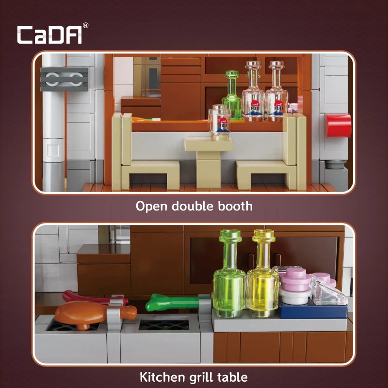 Cada MOC Japanese City Street View Yakitori Style Izakaya Building Blocks Yakitoriya House Children Toy for Gifts