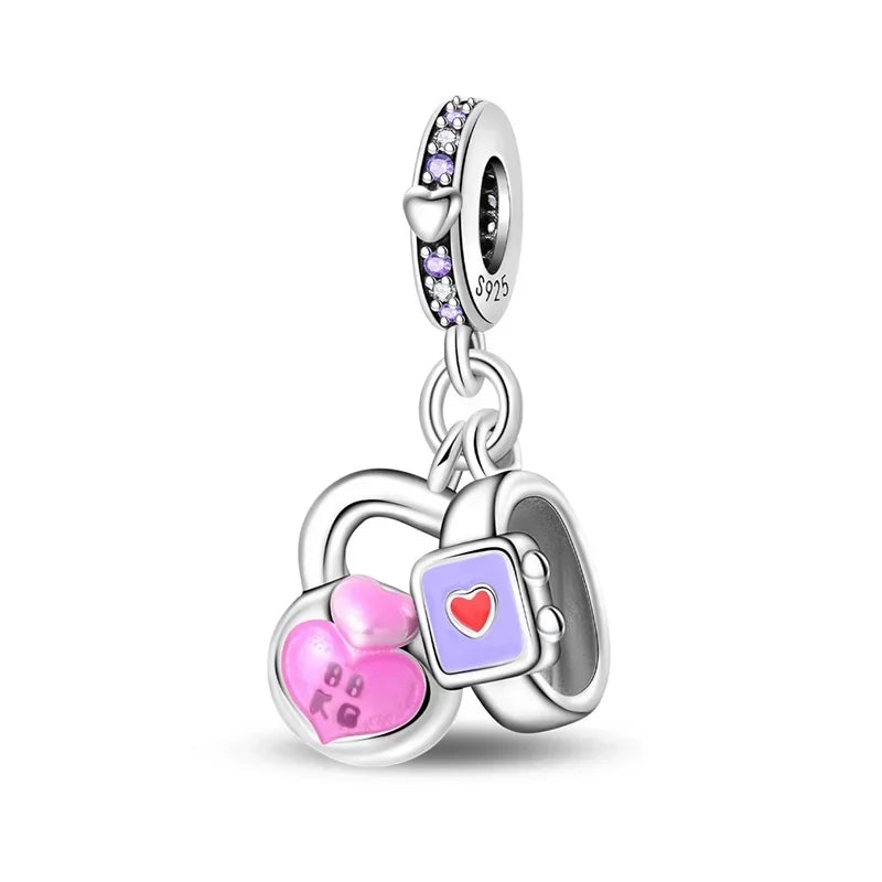 Back To School 925 Sterling Silver Charms Bag Earphone Magic Cube Watch Games Console Bead Pendant Fit Bracelet Necklace Jewelry