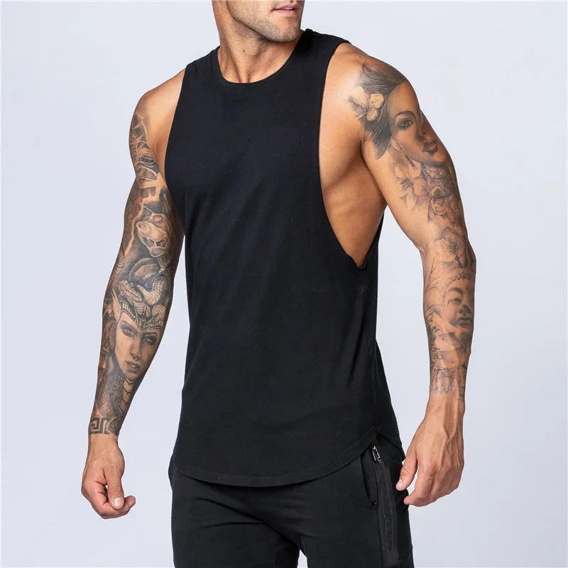 Men's Gym Clothing Summer Fitness Cotton Tank Top Men Jogging Bodybuilding Sleeveless Shirt Breathable O-Neck Casual Muscle Vest 99 in 1
