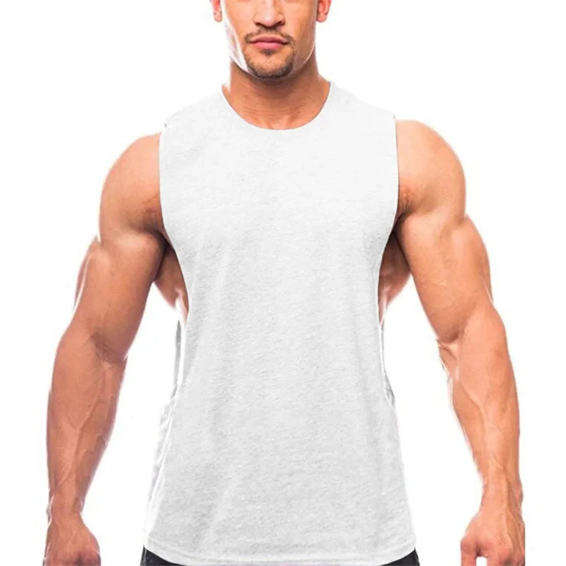 Gym Clothing Men Sides Cut Off T-shirts Dropped Armholes Tank Tops Workout Fitness Sleeveless Vest Outdoor Jogging Undershirt 99 in 1