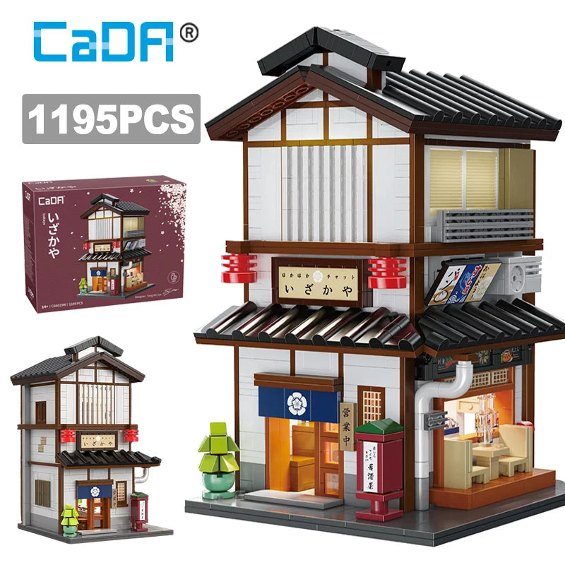 Cada MOC Japanese City Street View Yakitori Style Izakaya Building Blocks Yakitoriya House Children Toy for Gifts