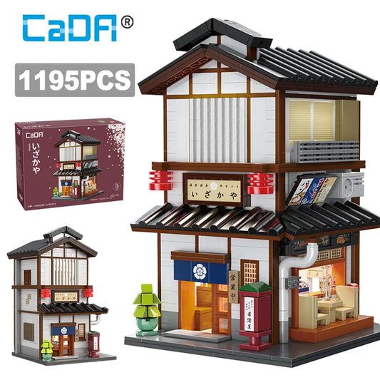 Cada MOC Japanese City Street View Yakitori Style Izakaya Building Blocks Yakitoriya House Children Toy for Gifts