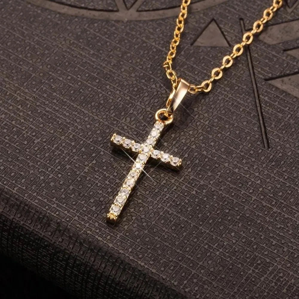 Cross Pendant Rhinestone Inlay Adjustable Necklaces Women Solid Color Solid Color Summer Pendant Necklace Jewellery Women 99 in 1