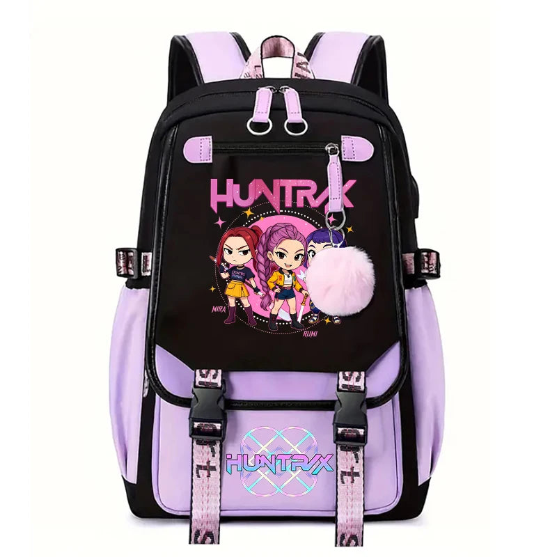 Demone Hunter Backpack for Kid Girl Back School Gift School Bag Y2K Cute Anime Print Woman Travel Casual Large Capacity Rucksack