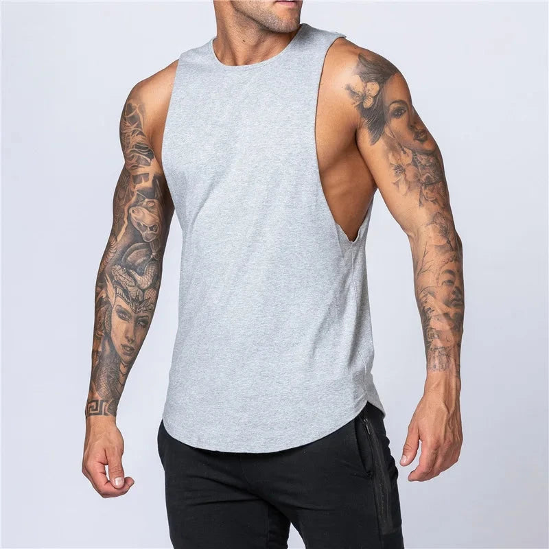 Men's Gym Clothing Summer Fitness Cotton Tank Top Men Jogging Bodybuilding Sleeveless Shirt Breathable O-Neck Casual Muscle Vest 99 in 1