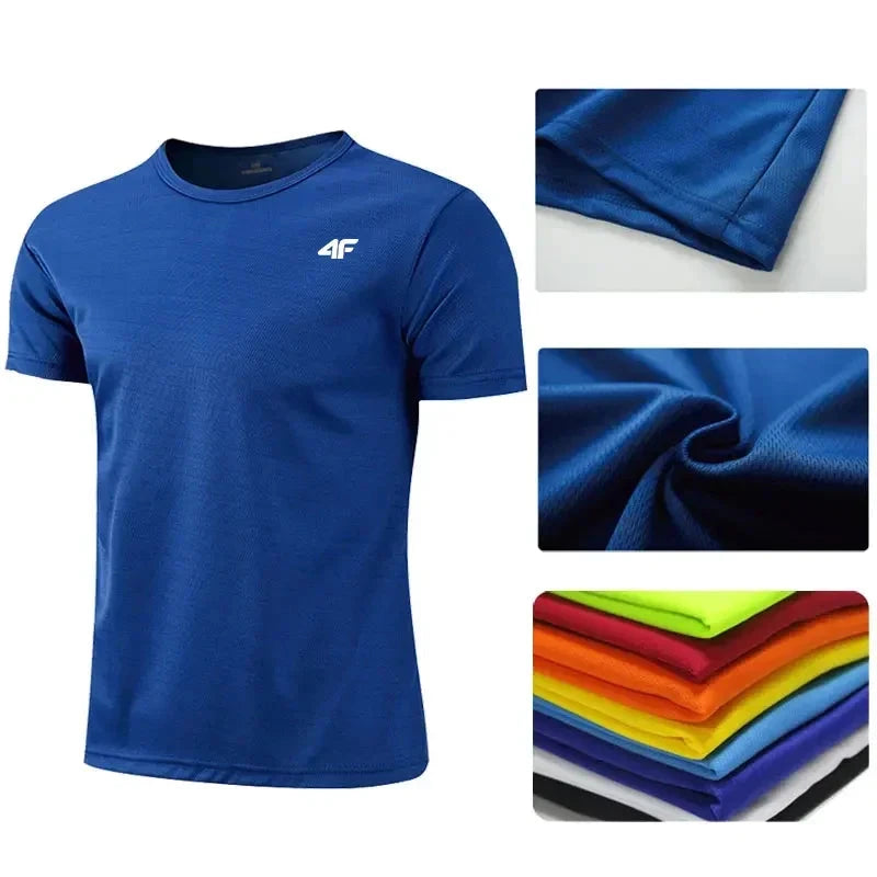 Men's Summer Exercise Trainning T-shirt High Quality Breathable Quick Dry Short Sleeved Top Marathon Gym Fitness Basketball Tees 99 in 1