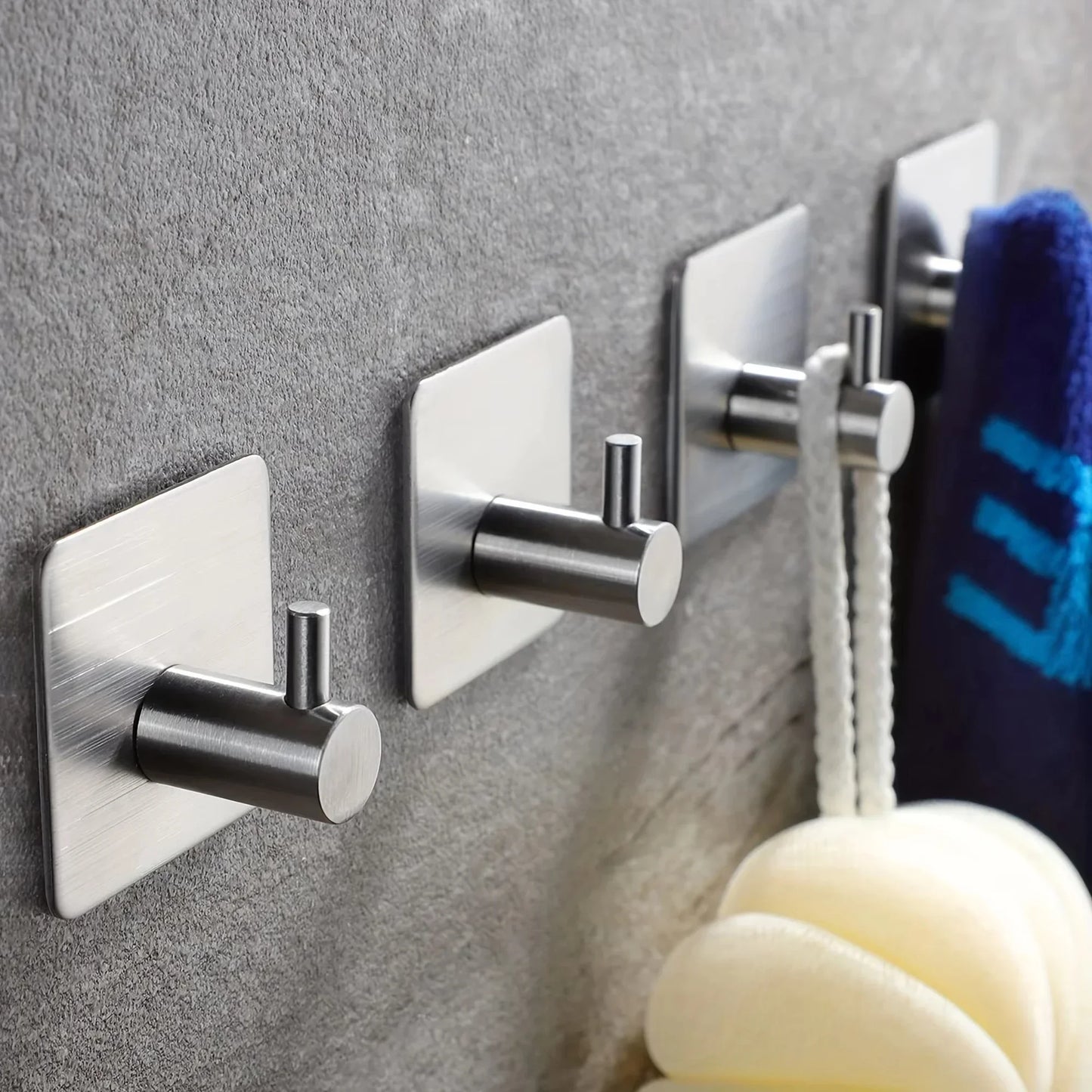 4 pieces of 304 stainless steel wall hooks for home jackets, robes, bathroom organization accessories