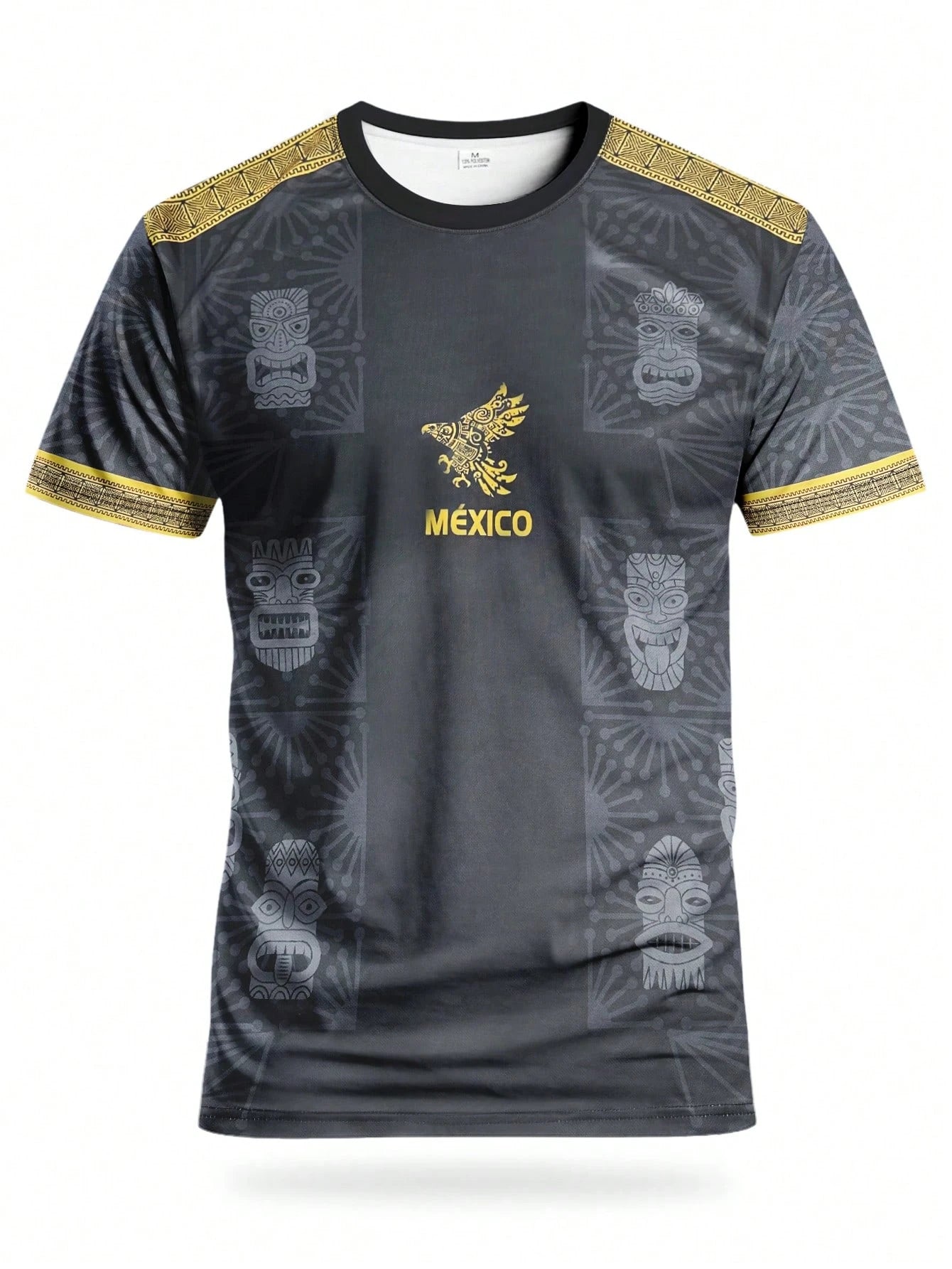 Men'S Mexican Soccer Jersey - Black with Eagle & Skull Design Comfortable for Training & Casual Wear Soccer Jerse