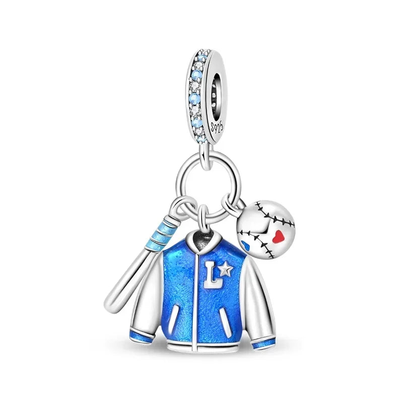 Back To School 925 Sterling Silver Charms Bag Earphone Magic Cube Watch Games Console Bead Pendant Fit Bracelet Necklace Jewelry