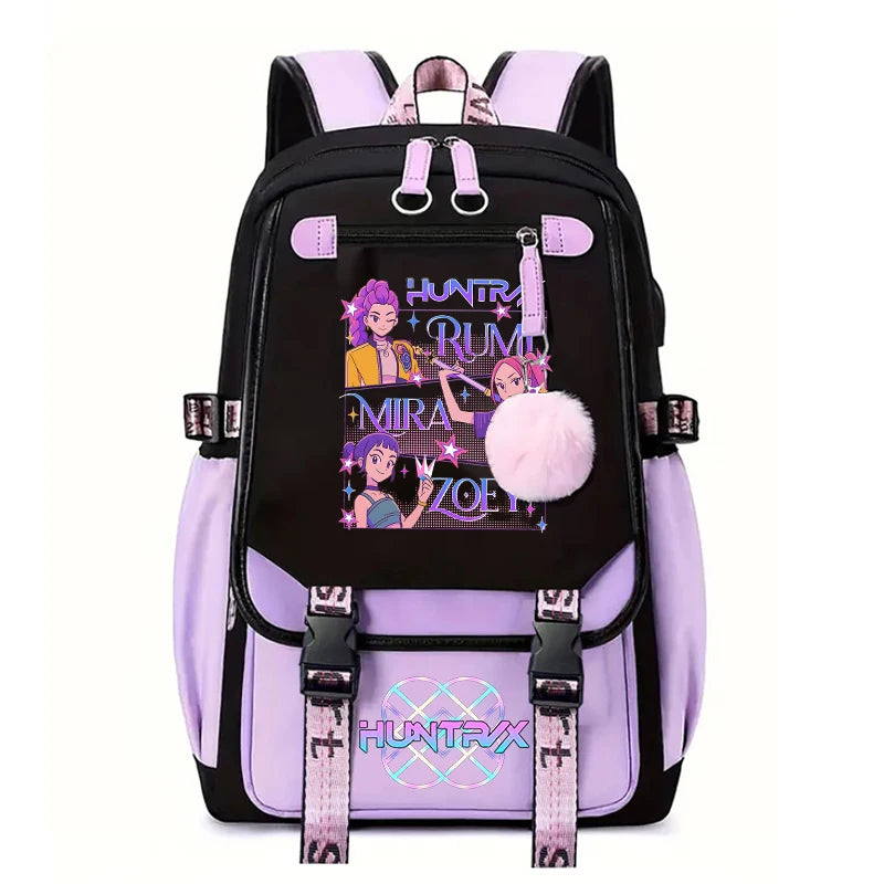 Demone Hunter Backpack for Kid Girl Back School Gift School Bag Y2K Cute Anime Print Woman Travel Casual Large Capacity Rucksack