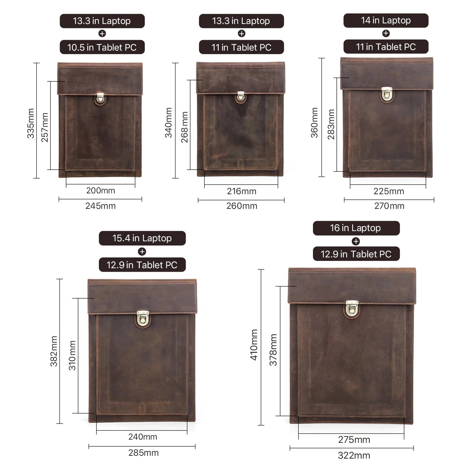 Genuine Leather Laptop Case For Macbook Pro Air 13 14 15 16 Inch Sleeve Case For iPad 10.5 11 12.9 Inch Notebook Cover Carry Bag 99 in 1