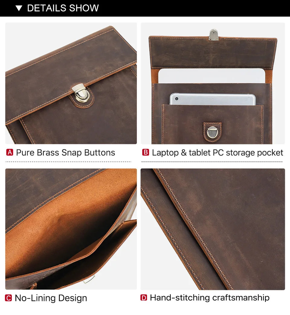 Genuine Leather Laptop Case For Macbook Pro Air 13 14 15 16 Inch Sleeve Case For iPad 10.5 11 12.9 Inch Notebook Cover Carry Bag