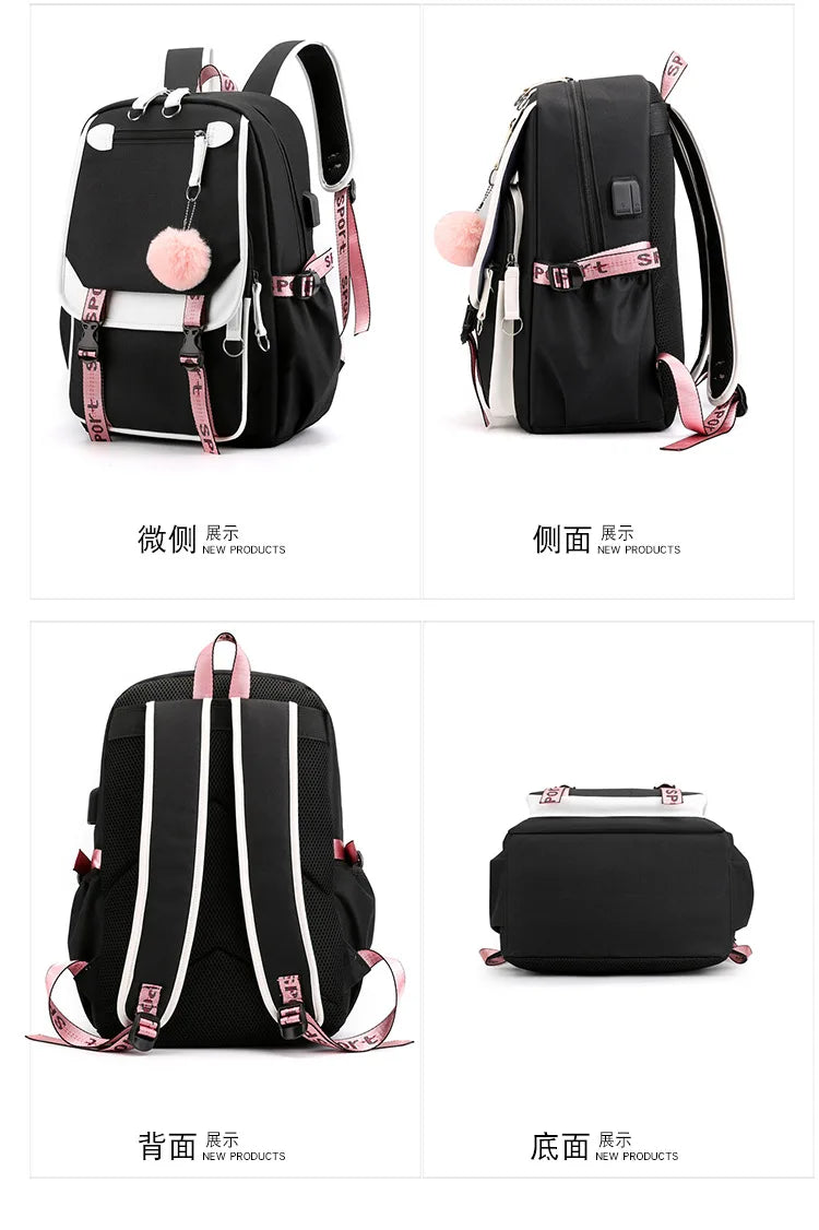Demone Hunter Backpack for Kid Girl Back School Gift School Bag Y2K Cute Anime Print Woman Travel Casual Large Capacity Rucksack