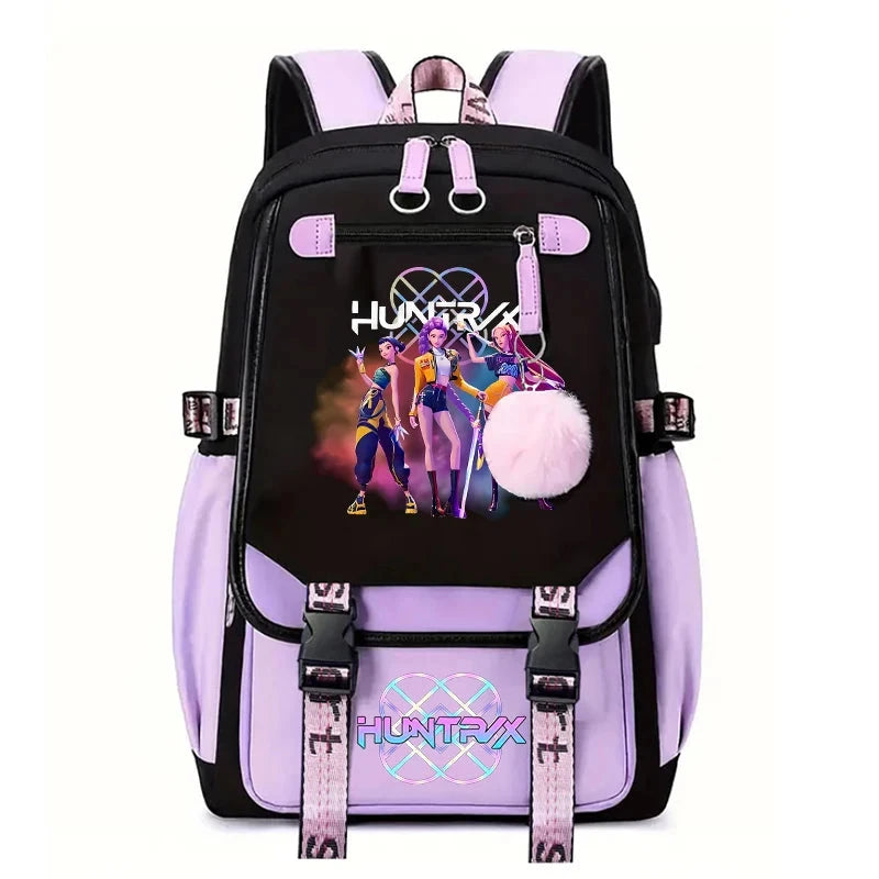 Demone Hunter Backpack for Kid Girl Back School Gift School Bag Y2K Cute Anime Print Woman Travel Casual Large Capacity Rucksack 99 in 1
