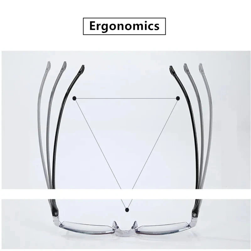 2 Pair New Men Women Rimless Reading Glasses Anti Blue Light Bifocal Far Near Magnification Eyewear Presbyopic Glasses +150 +200 99 in 1