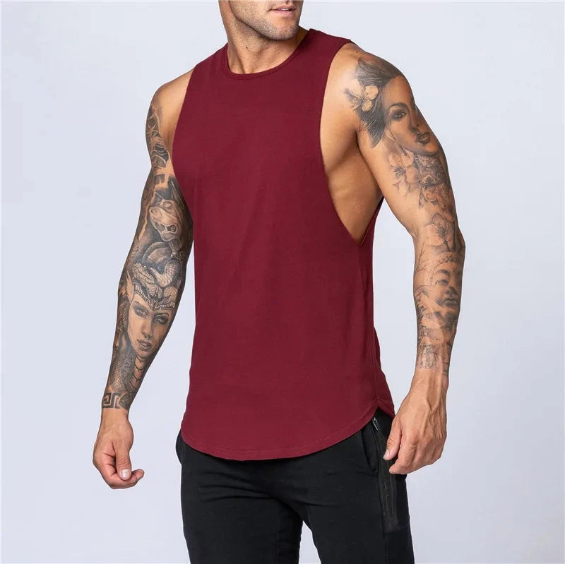 Men's Gym Clothing Summer Fitness Cotton Tank Top Men Jogging Bodybuilding Sleeveless Shirt Breathable O-Neck Casual Muscle Vest 99 in 1