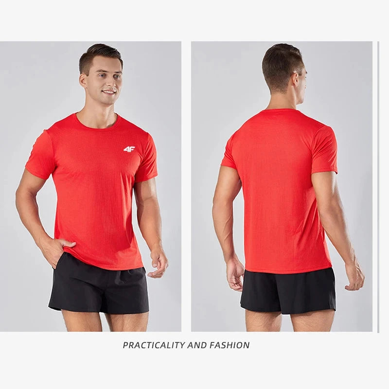 Men's Summer Exercise Trainning T-shirt High Quality Breathable Quick Dry Short Sleeved Top Marathon Gym Fitness Basketball Tees 99 in 1