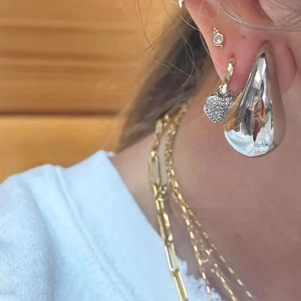 Gold Color Water Drop Earring Stud Simple Design Ins Women Post Earrings 3 Size Available Silver Color Big Surface Girls Jewelry 99 in 1