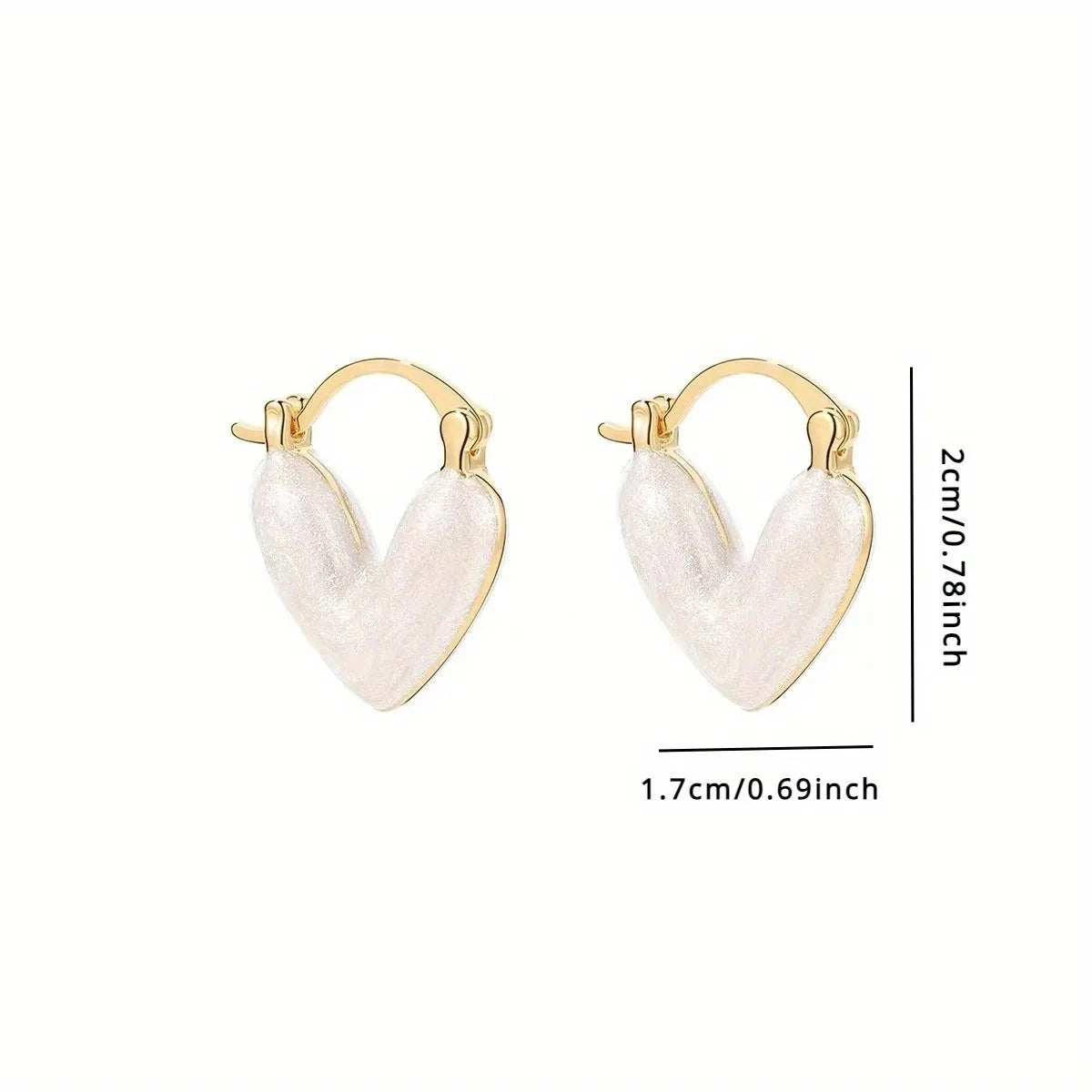 2pc Heart Golden Alloy Earrings Drip Glaze Process Imitation Pearl Color Beautiful Women's New Advanced Sense Y2k Unique Sexy 99 in 1