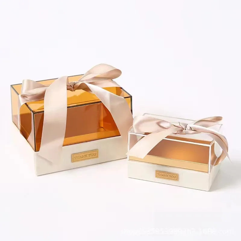 Luxury Transparent Acrylic Gift Box Wedding Birthday Flower Present  Valentine'S Day Christmas Candy Boxes Birthday Party Bag