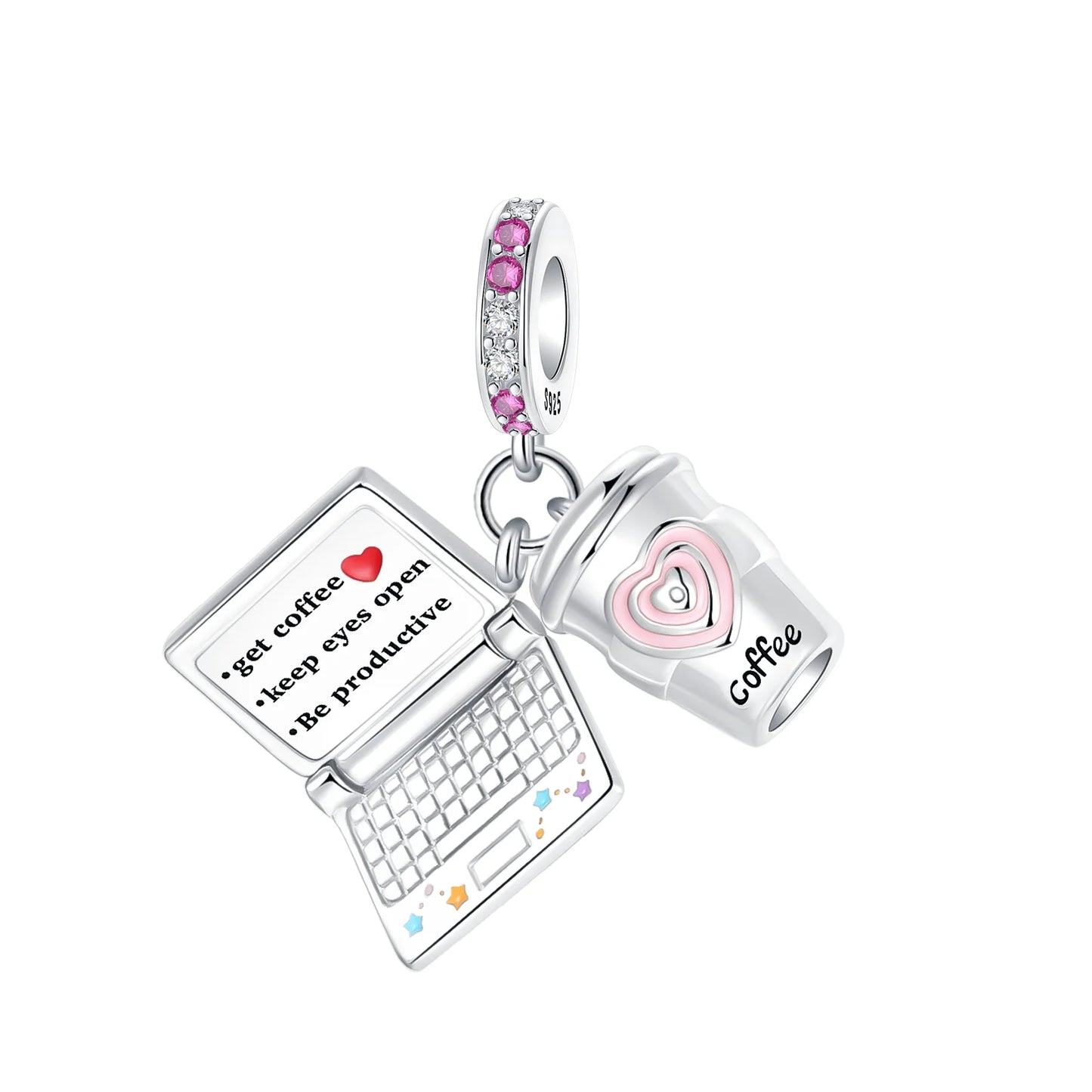 Back To School 925 Sterling Silver Charms Bag Earphone Magic Cube Watch Games Console Bead Pendant Fit Bracelet Necklace Jewelry
