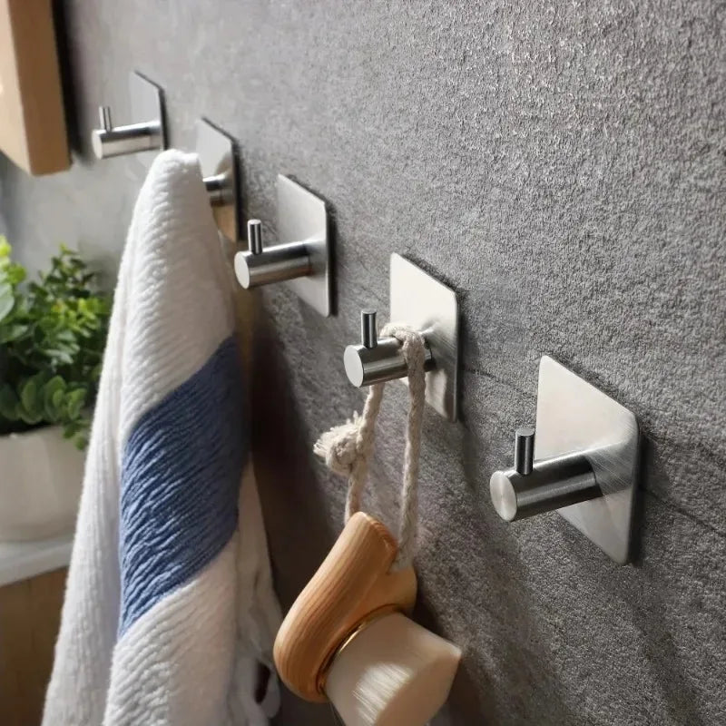 4 pieces of 304 stainless steel wall hooks for home jackets, robes, bathroom organization accessories