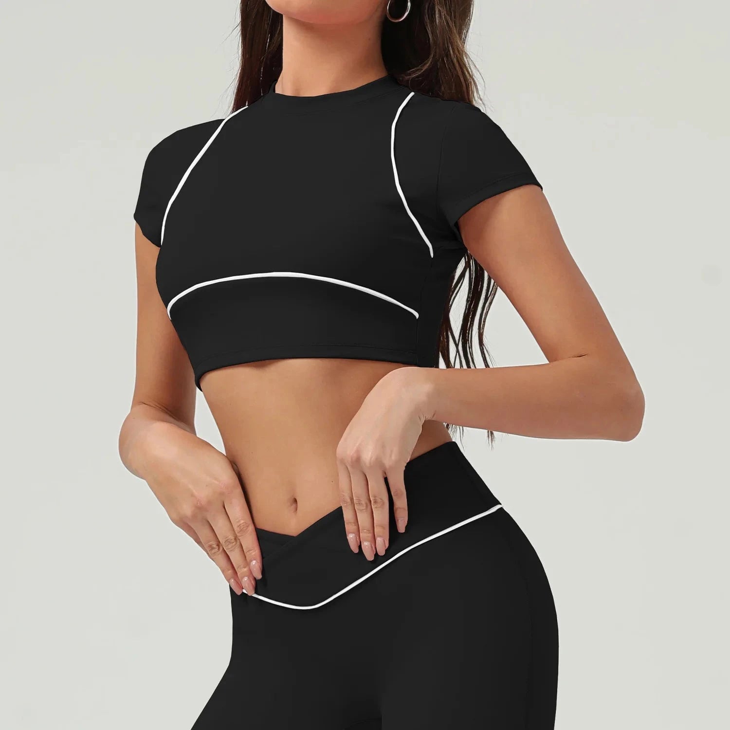 Yoga Top Sport T Shirts Women Fitness Clothes Workout Short-sleeved Crop Top Gym Running Active Wear Push Up Sport Top 99 in 1