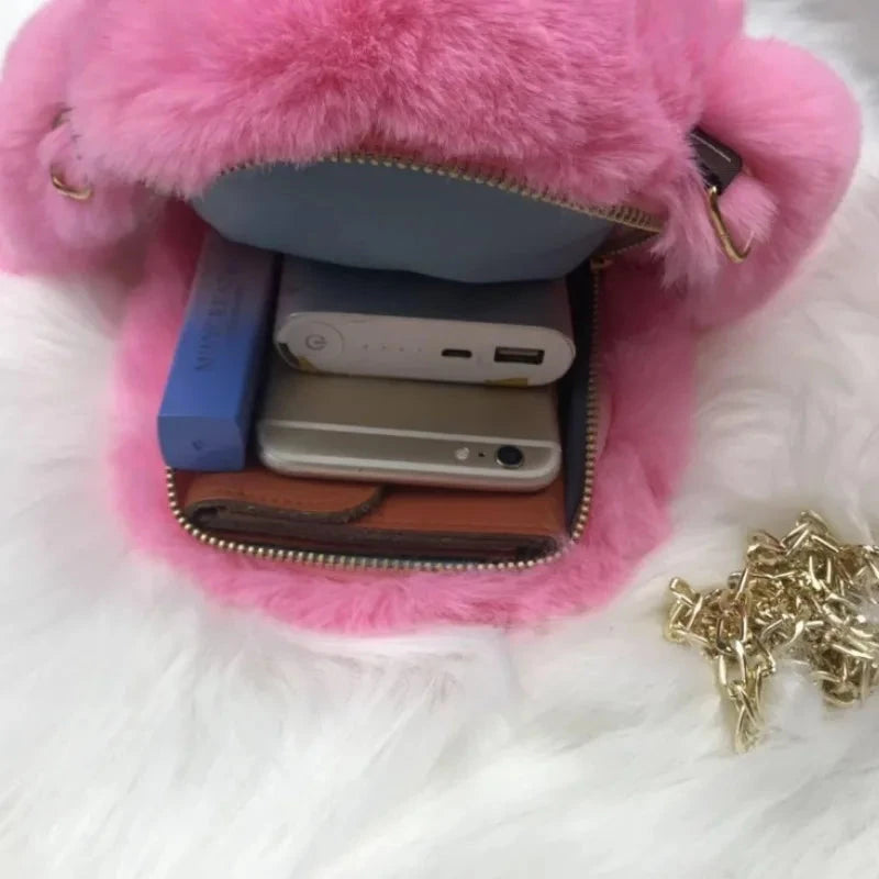 Rabbit Bag Crossbody Bag Imitation Otter Rabbit Fur Rabbit Bag Plush Bag Bag Women's Bag Bag 2023 New Fashion Chain Bag 99 in 1