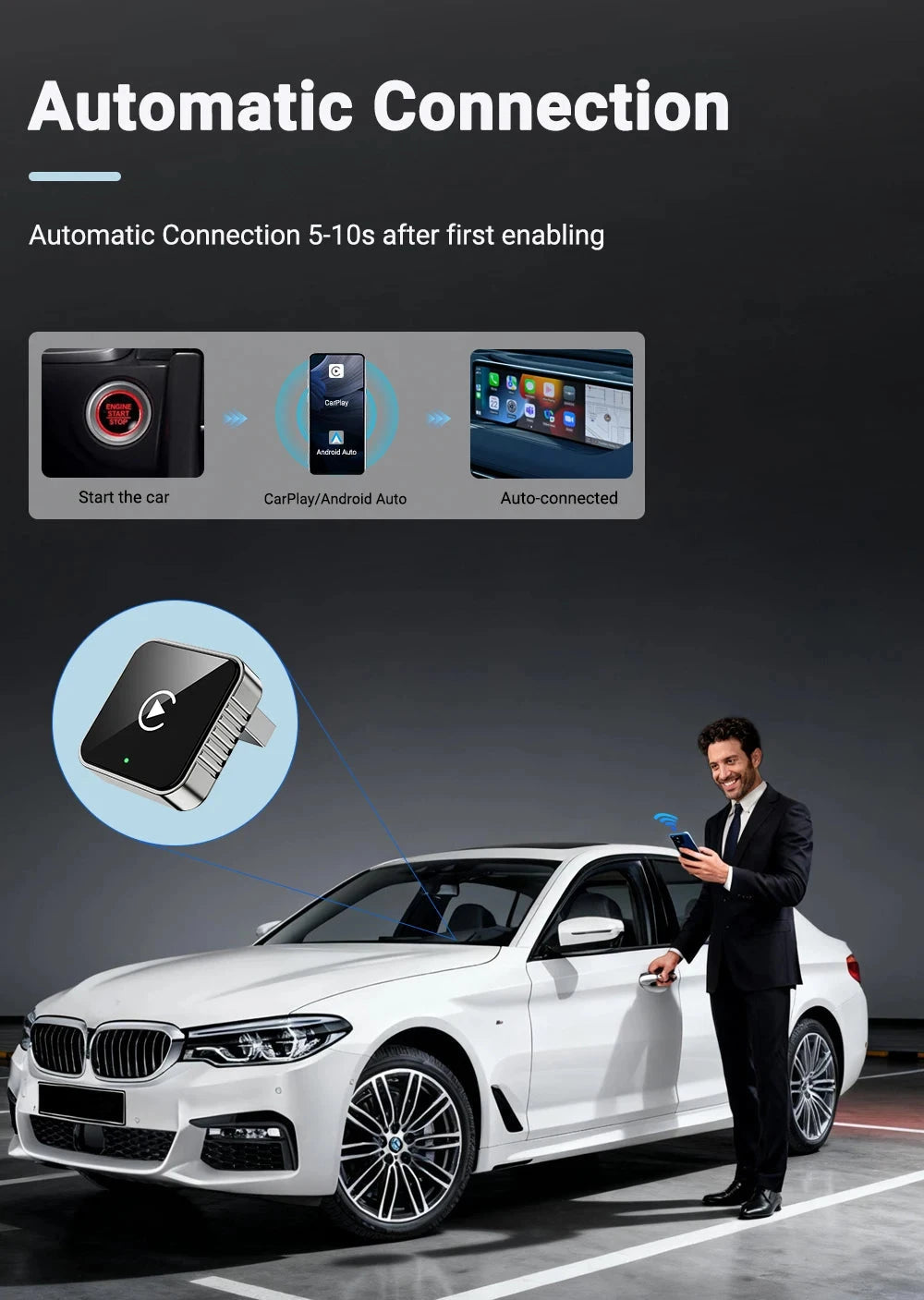 XUDA 2 in1 Wired to Wireless CarPlay Android Auto Adapter for OEM Car Stereo With USB Dongle Smart Mini Box Plug and Play Blueto 99 in 1