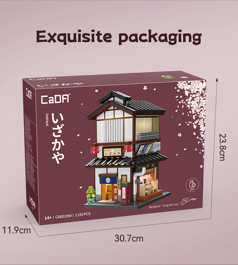 Cada MOC Japanese City Street View Yakitori Style Izakaya Building Blocks Yakitoriya House Children Toy for Gifts