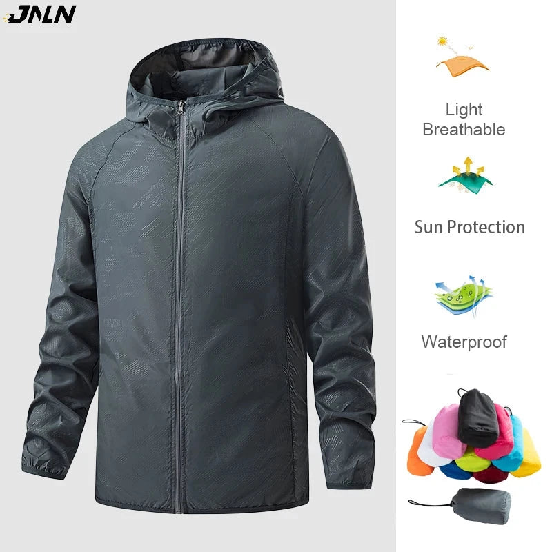 JNLN Men Women Hiking Jackets Waterproof Sun Protective Windbreaker Unisex Camping Climbing Outdoor Rain Coat Portable Clothes 99 in 1