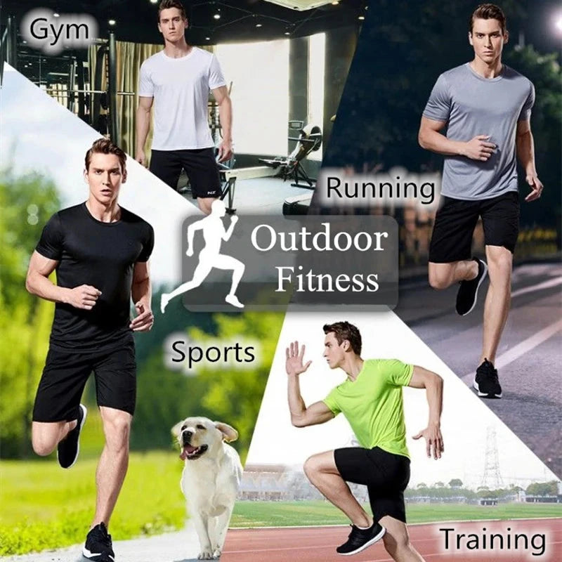 Men's Quick Dry Short Sleeve Gym Running Moisture Wicking Round Neck T-Shirt Training Exercise Gym Sport Shirt Tops Lightweight 99 in 1