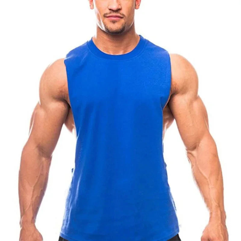 Gym Clothing Men Sides Cut Off T-shirts Dropped Armholes Tank Tops Workout Fitness Sleeveless Vest Outdoor Jogging Undershirt 99 in 1
