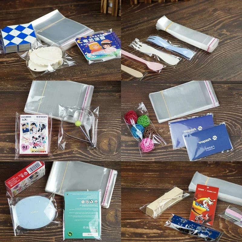 100pcs Opp Self Adhesive Bag Long Transparent Packaging Bags Universal Dust Water Proof Wrapping Material
