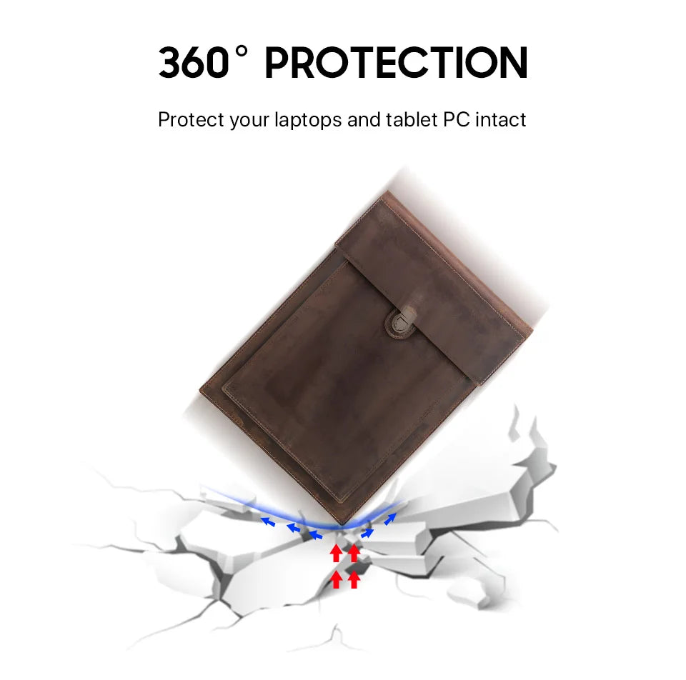 Genuine Leather Laptop Case For Macbook Pro Air 13 14 15 16 Inch Sleeve Case For iPad 10.5 11 12.9 Inch Notebook Cover Carry Bag