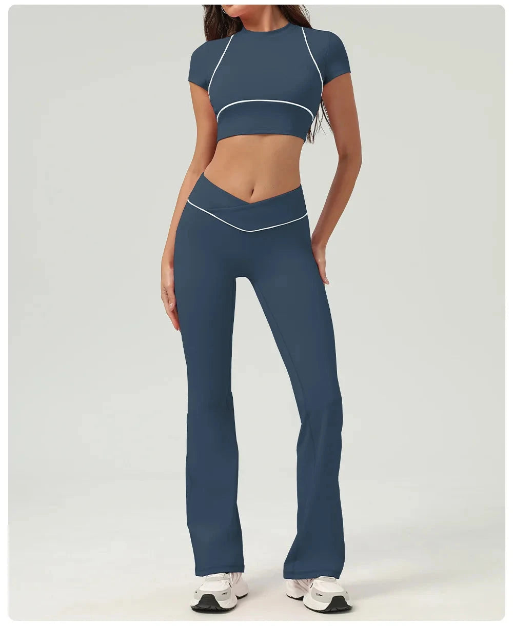 Yoga Top Sport T Shirts Women Fitness Clothes Workout Short-sleeved Crop Top Gym Running Active Wear Push Up Sport Top 99 in 1