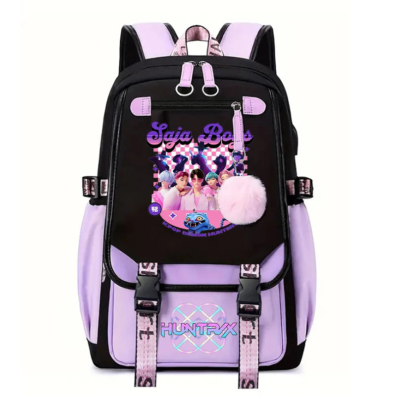 Demone Hunter Backpack for Kid Girl Back School Gift School Bag Y2K Cute Anime Print Woman Travel Casual Large Capacity Rucksack