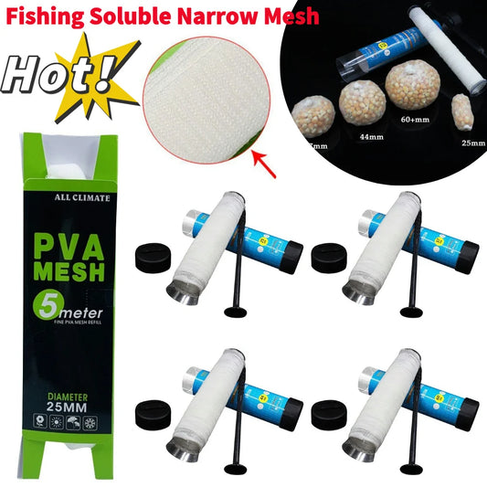 5M Fishing Soluble Narrow Mesh PVA Fishing Protect Fish Net Water Dissolving Narrow Mesh for Carp Lures Fishing Tackle