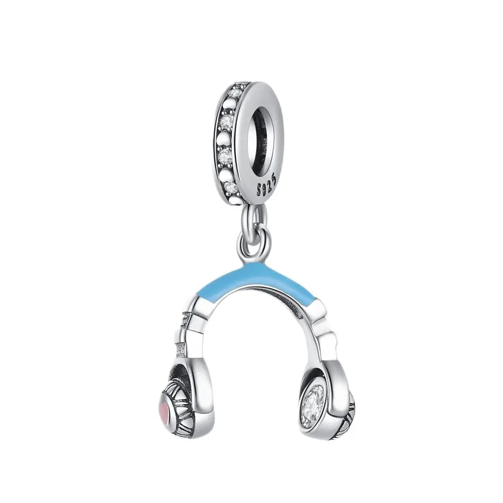 Back To School 925 Sterling Silver Charms Bag Earphone Magic Cube Watch Games Console Bead Pendant Fit Bracelet Necklace Jewelry