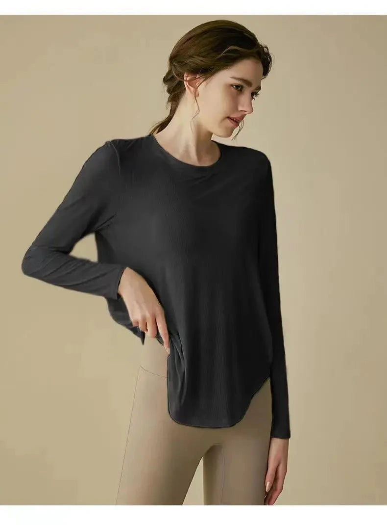 gym Sports Top T-shirt Women Yoga Clothing Running Loose Slim Quick Dry Training Long Sleeve Thin Blouse Fitness Tops Autumn Gym 99 in 1