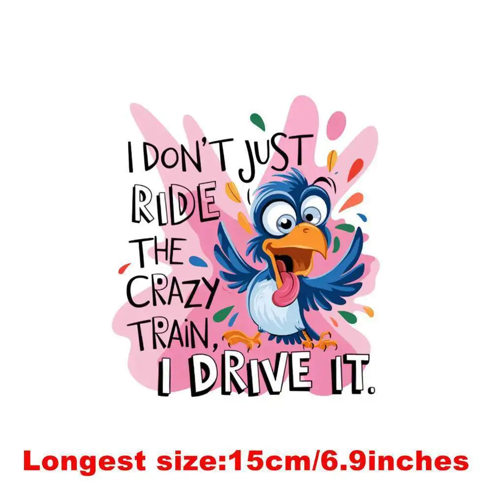 15cm Kid Owl Goldfish Letter Animal Clothes Print Iron On DTF Heat Transfer Sticker Diy T-shirt Iron On Transfer Patches Decal