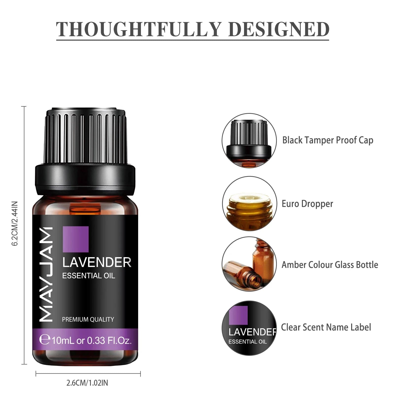 MAYJAM 10ML Essential Oil Lavender Jasmine Eucalyptus Vanilla Sandalwood Bergamot Rosemary Citronella Cinnamon Fragrance Oil 99 in 1
