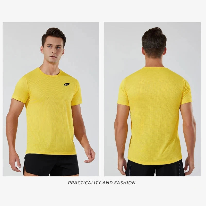 Men's Summer Exercise Trainning T-shirt High Quality Breathable Quick Dry Short Sleeved Top Marathon Gym Fitness Basketball Tees 99 in 1